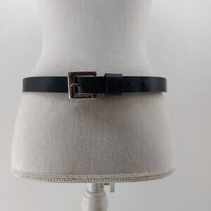 NY Jeans Black Leather Genuine Belt Size L Casual